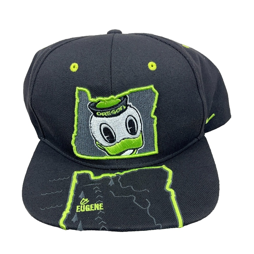 Oregon Ducks Snapback Hat Cap Gray Green Adjustable Big Logo Adult Mens